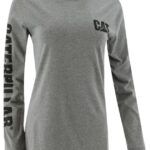 トレードマークバナー長袖Tシャツ ダークヘザーグレー 女性 N2JB0V320 Caterpillar |トップス＆アウター